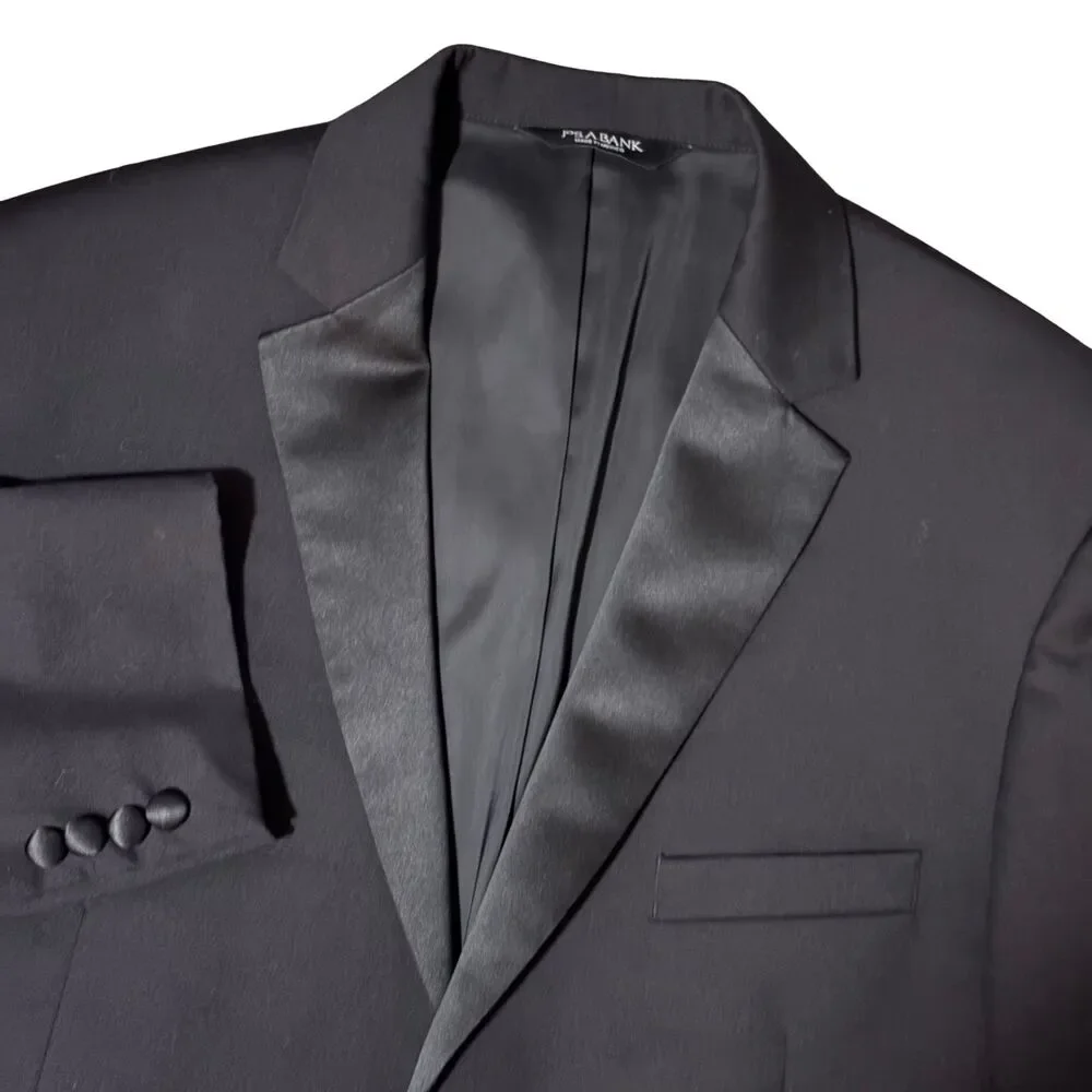Jos. A. Bank Tuxedo Jacket Mens 46R Black Wool Peak Lapel Single Button Blazer